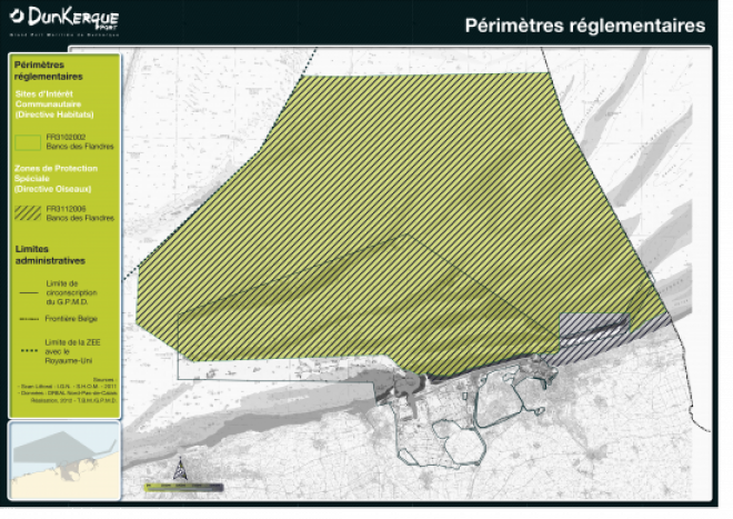 Carte su du site Banc des Flandres